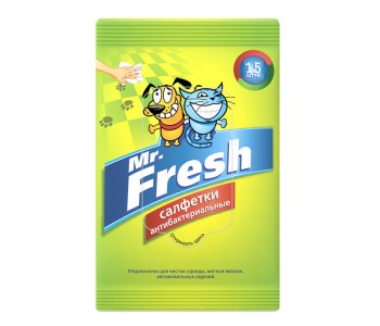 Mr.Fresh влажни кърпички антибактериални (15 бр.)